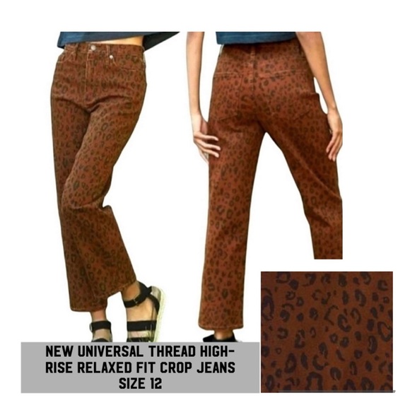 Universal Thread Denim - ❤️New Universal thread high-rise leopard print Cropped jeans with stretch 12❤️